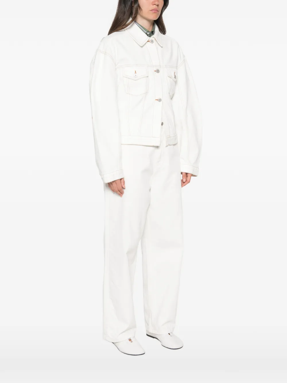 Jacquemus contrast-stitch denim jacket Wit