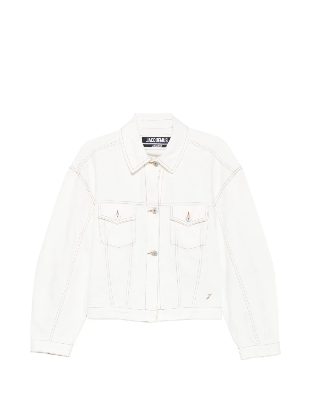 Jacquemus Giacca denim con cuciture a contrasto - Bianco