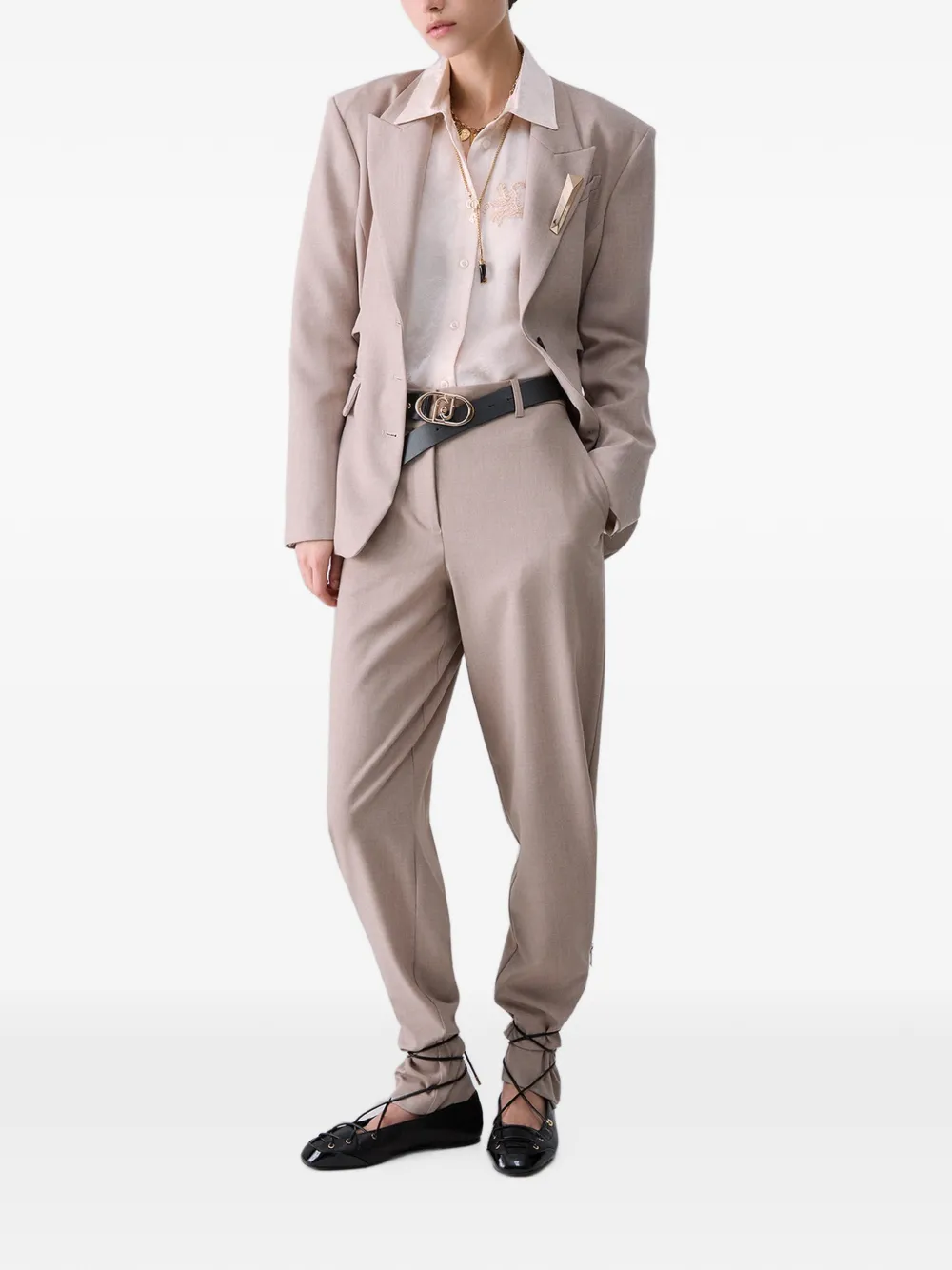 LIU JO Mélange blazer met gespen Beige