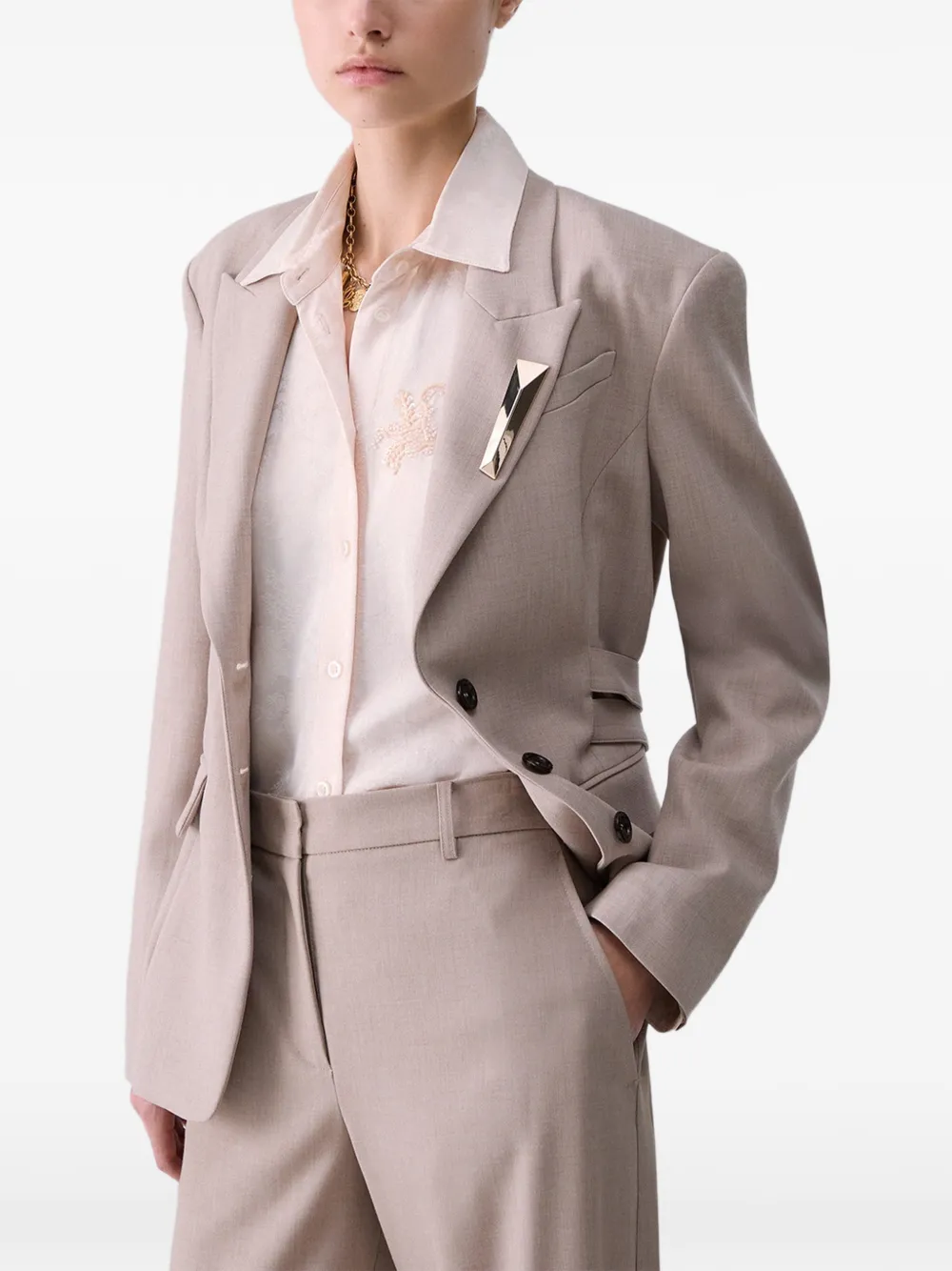 LIU JO Mélange blazer met gespen Beige
