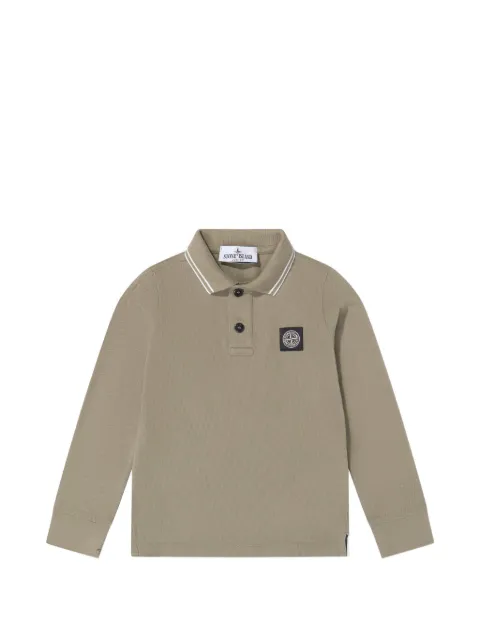Stone Island Junior playera tipo polo manga larga con parche del logo