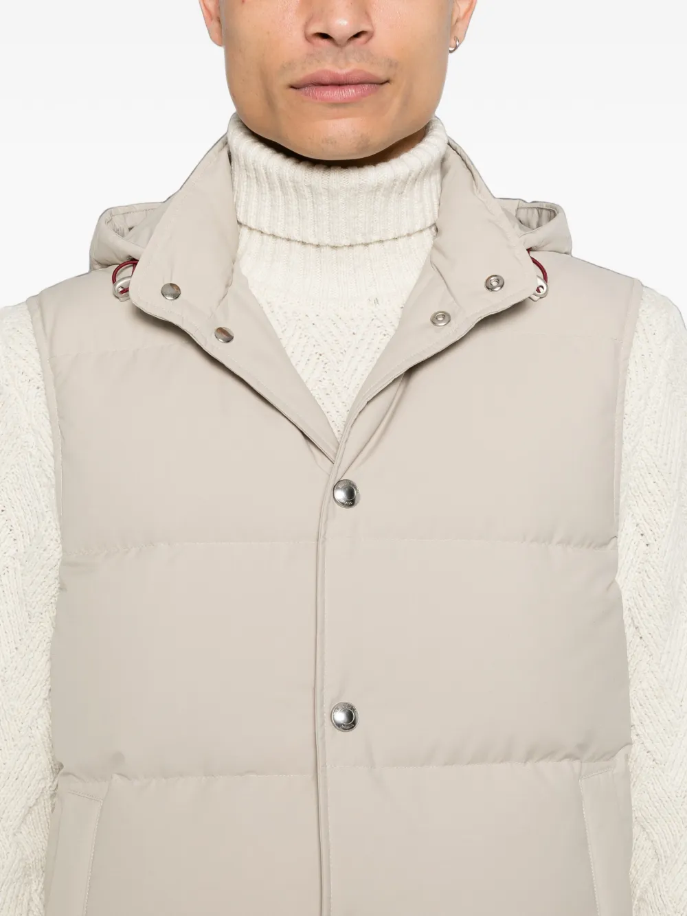 Eleventy Bodywarmer met capuchon Beige