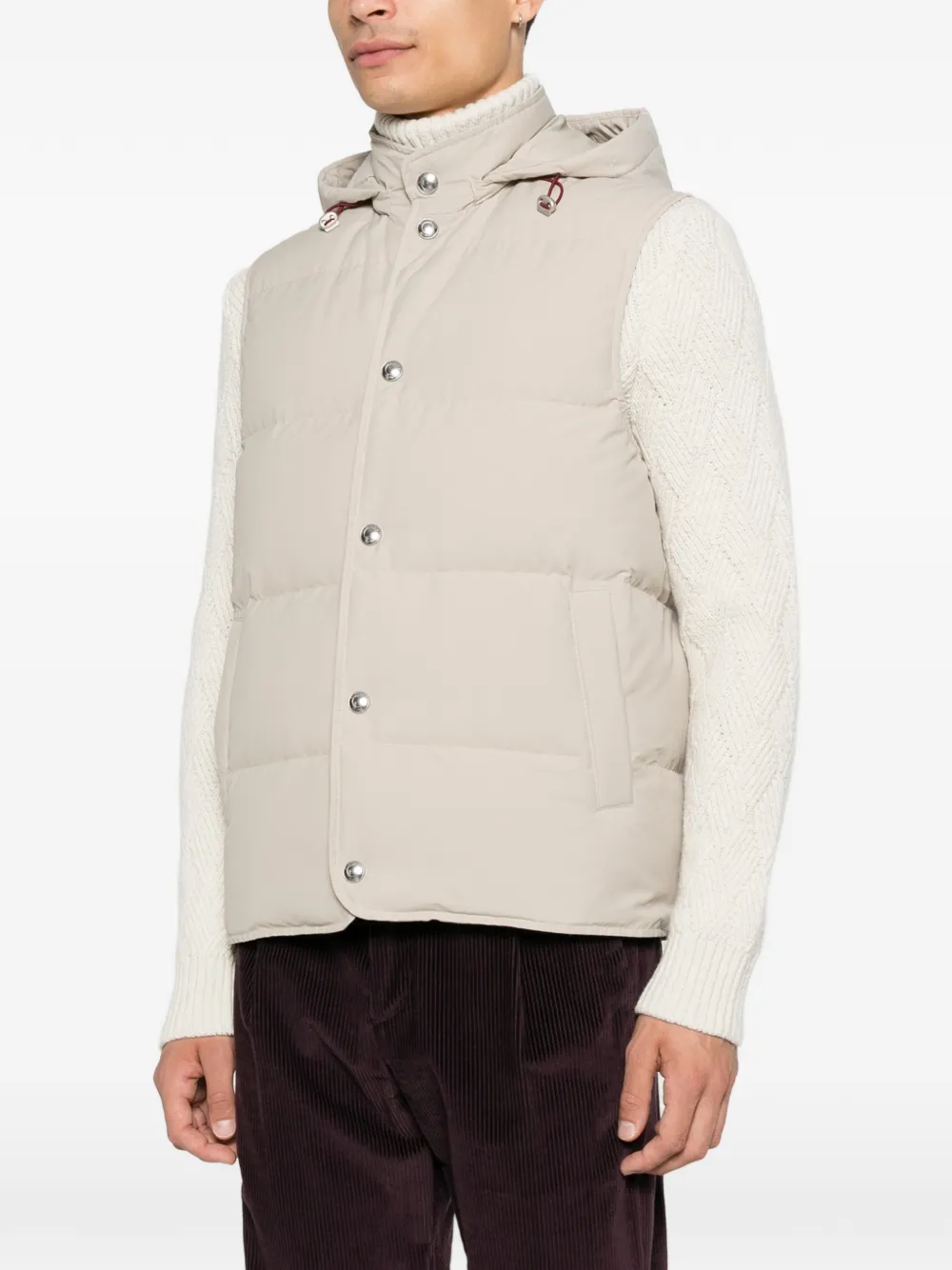 Eleventy Bodywarmer met capuchon Beige
