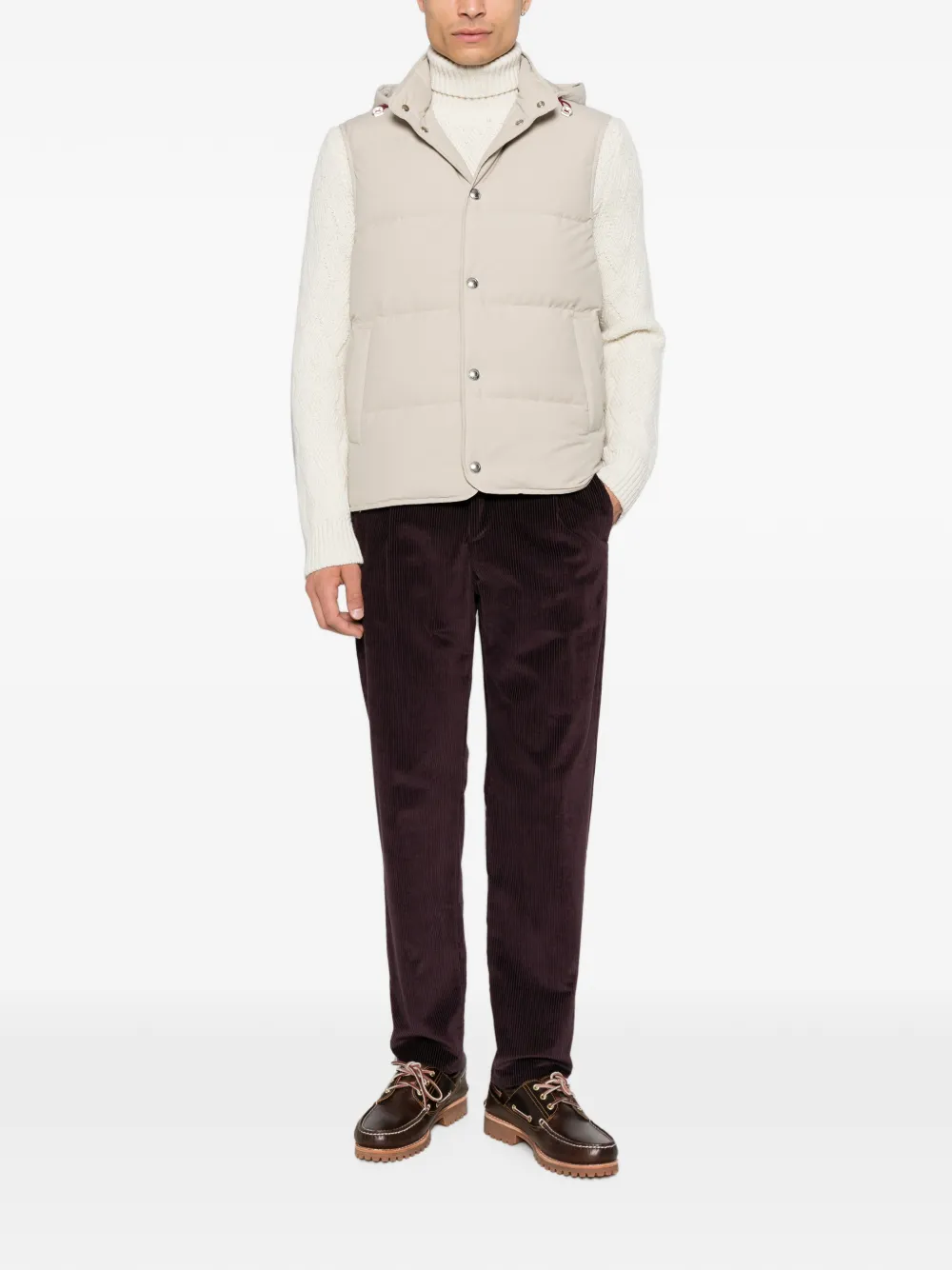 Eleventy Bodywarmer met capuchon Beige