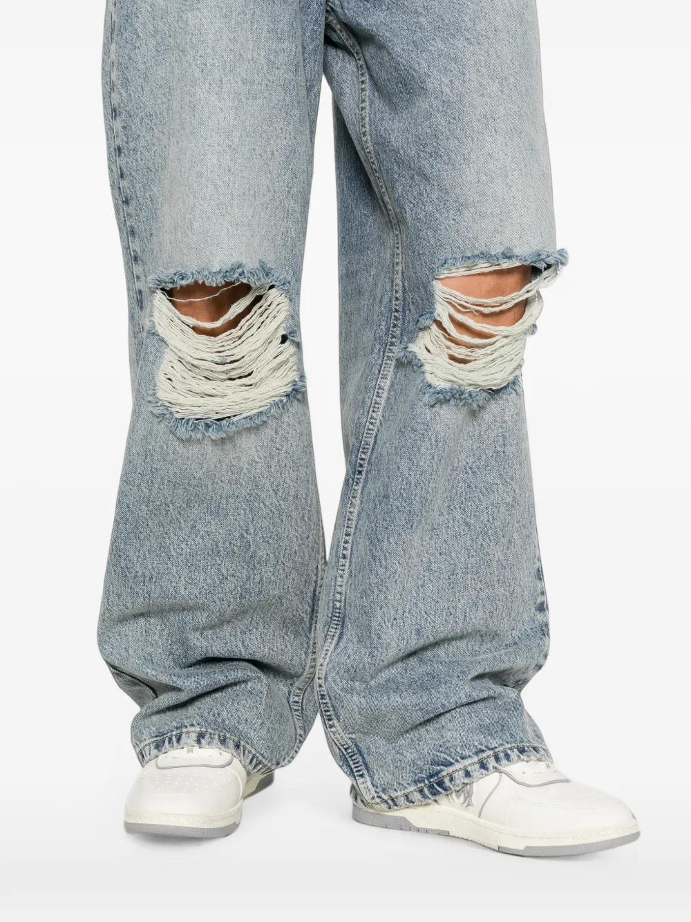 Represent R3 gerafelde jeans met wijde pijpen Blauw