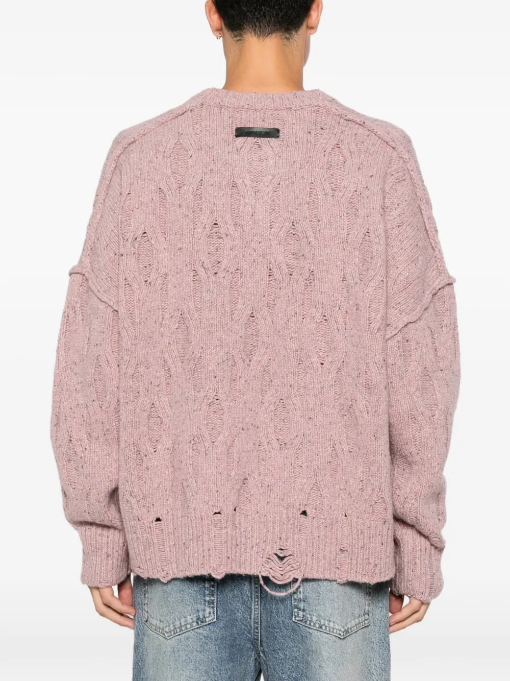 Represent Gerafelde kabelgebreide trui Roze