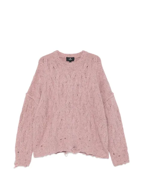 Represent distressed cable-knit sweater