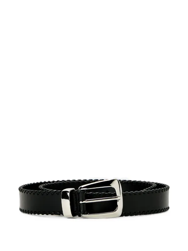 Khaite Benny Whipstitch Belt in Black