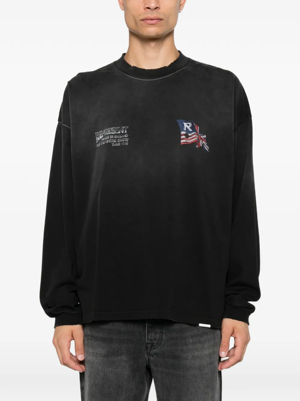 Represent graphic-print long-sleeve T-shirt Zwart