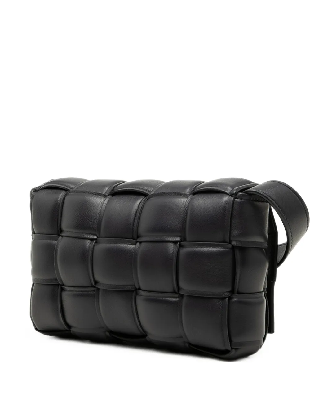 Bottega Veneta Pre-Owned Borsa a tracolla Cassette piccola in nappa con motivo Intrecciato 2012-2026 - Nero