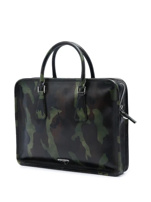PRADA カモフラージュ ケース 迷彩 Prada Pre-Owned 2013-2026 Saffiano Camouflage Print Briefcase