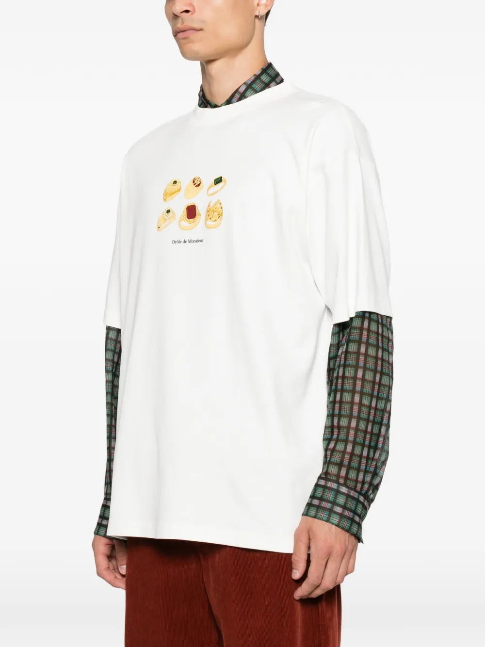 Drôle De Monsieur T-shirt met grafische print Wit