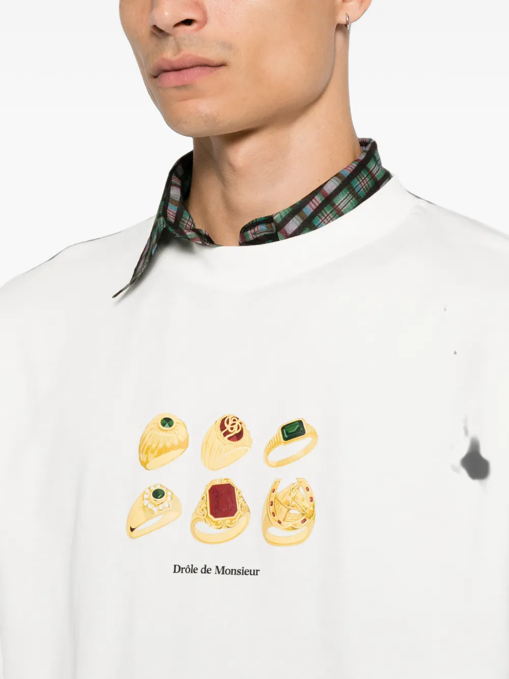 Drôle De Monsieur T-shirt met grafische print Wit