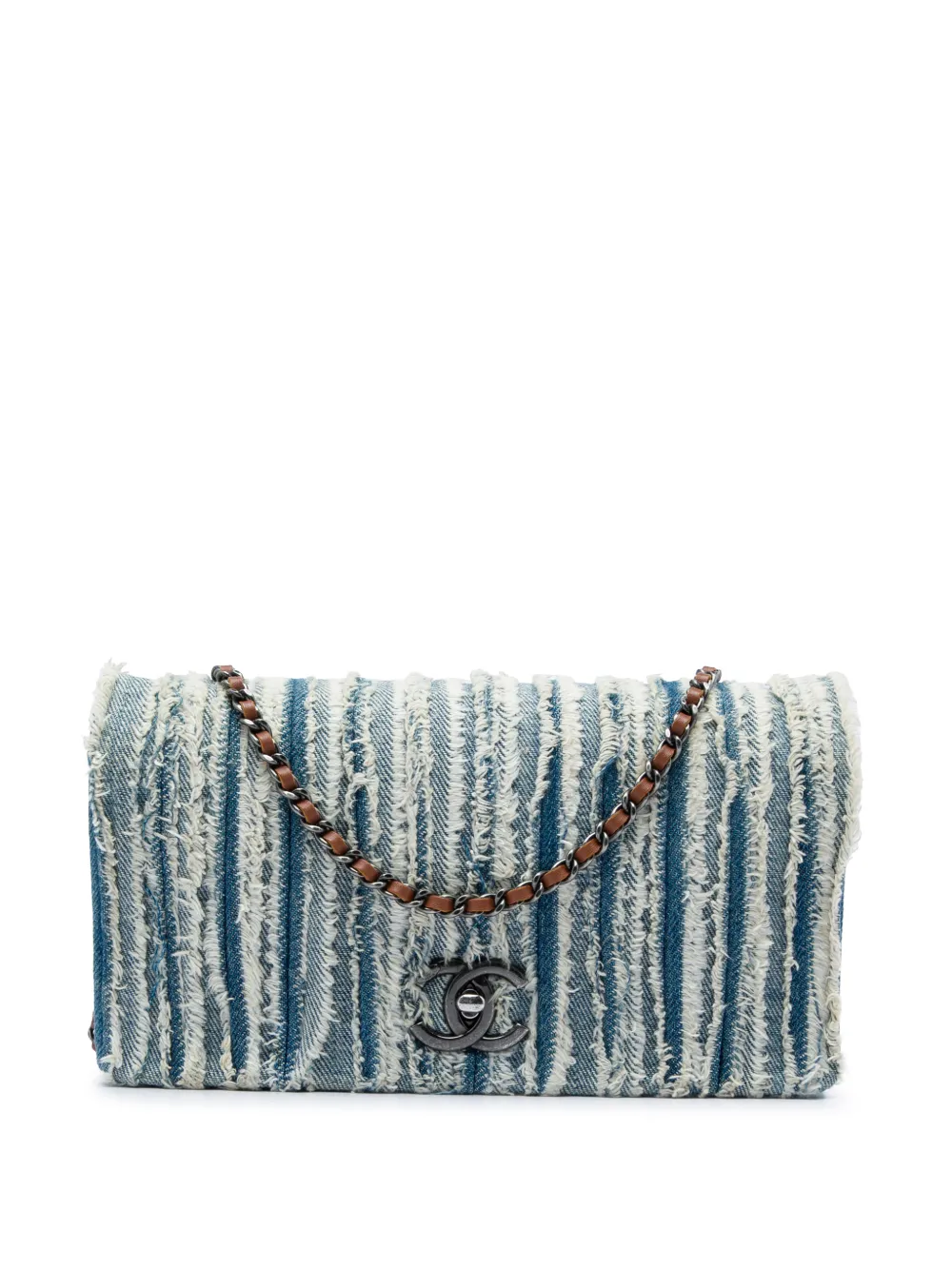 CHANEL Pre-Owned 2014-2015 CC Denim Fringe Single Flap crossbody bag - Blau