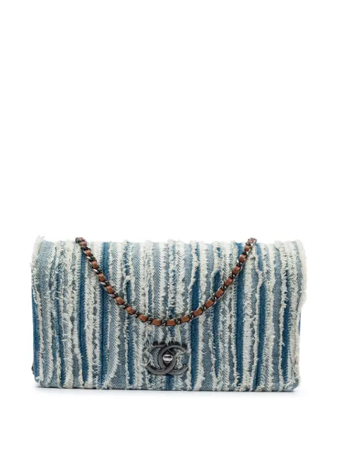 CHANEL Pre-Owned 2014-2015 CC Denim Fringe Single Flap crossbody bag