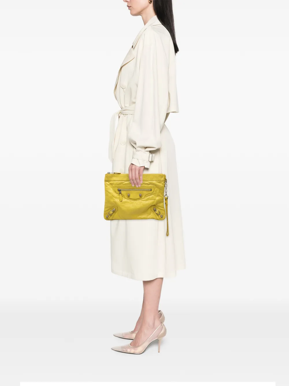 Balenciaga Pre-Owned 2013 Motocross Giant 12 Envelope lamsleren clutch Geel