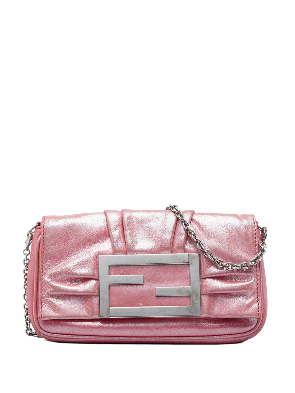 Fendi Pre-Owned 2000-2010 Lamé Leather Mia Chain Pochette shoulder bag - Rosa