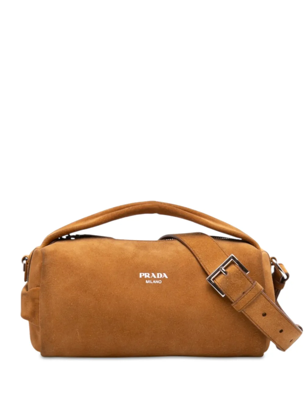 Prada Pre-Owned 2013-2026 Suede Top Handle satchel - Marrone