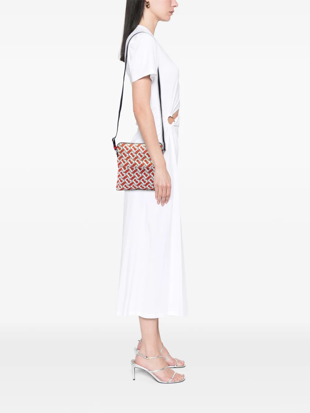 Burberry Pre-Owned 2023-2026 TB Monogram Flat nylon crossbodytas Beige