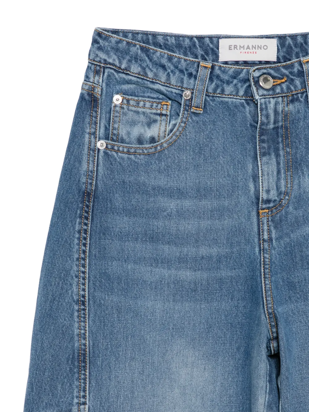 ERMANNO FIRENZE panelled faded-effect jeans Blauw