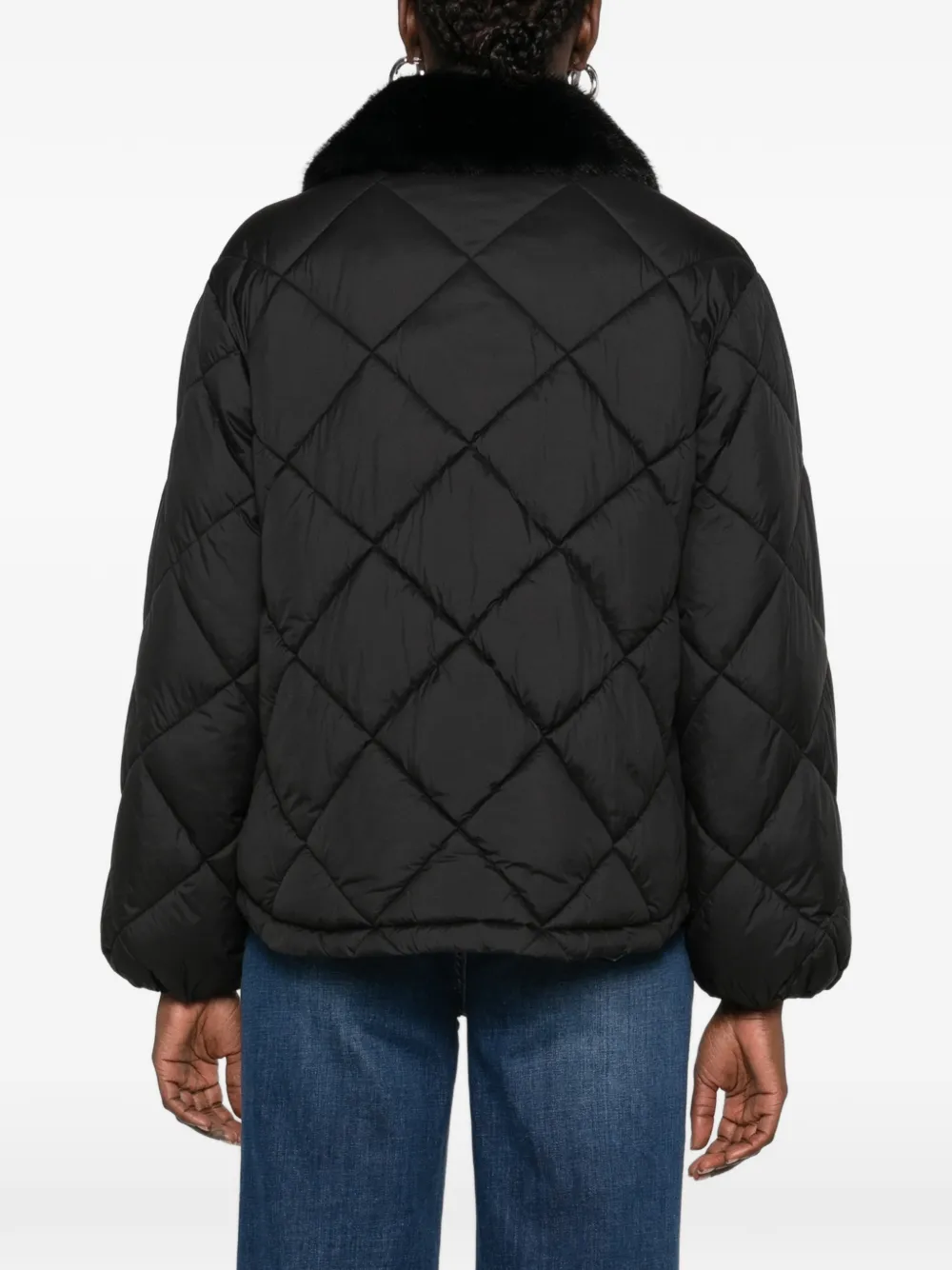 ERMANNO FIRENZE quilted faux-fur-collar jacket Zwart