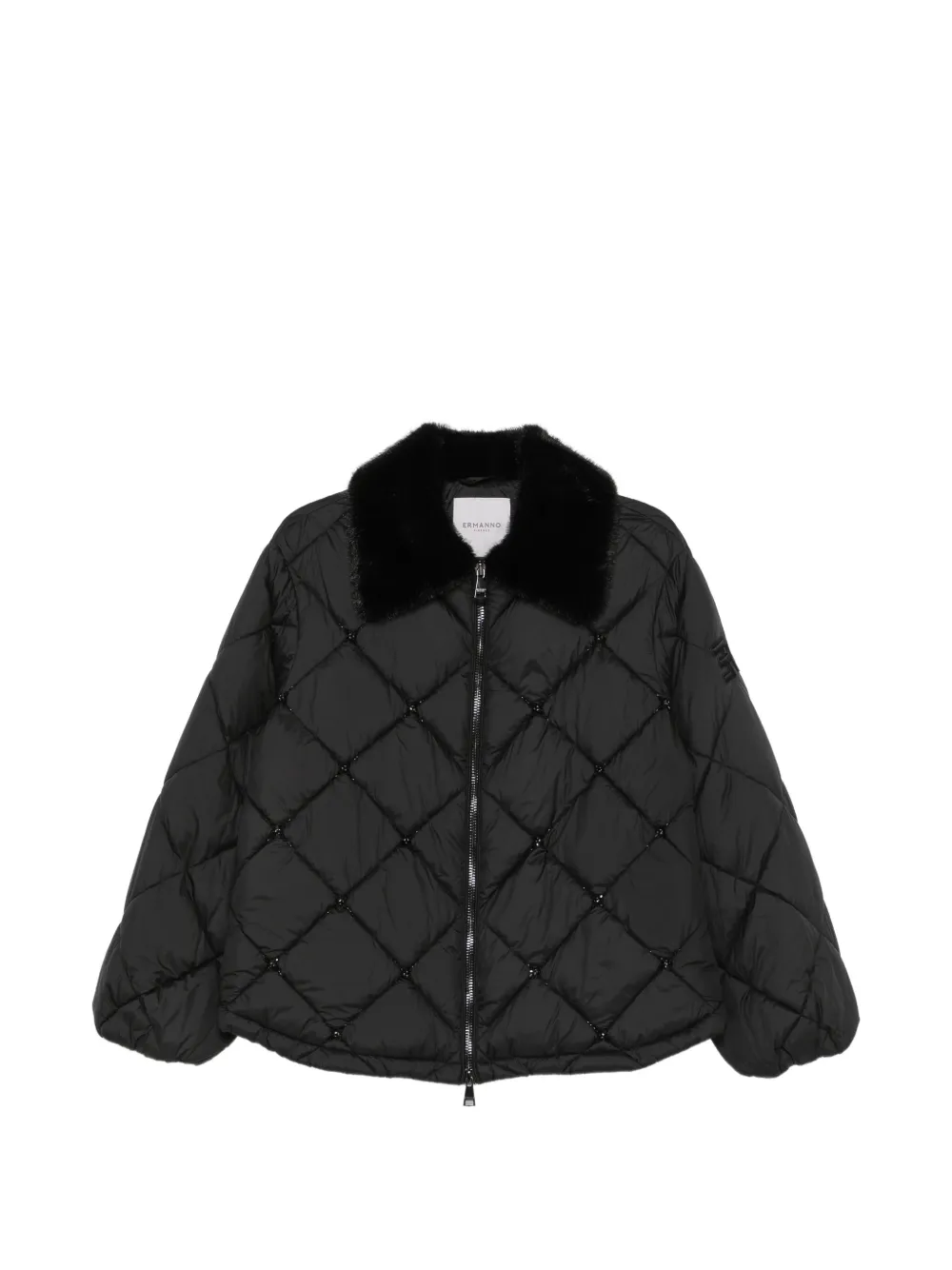 ERMANNO FIRENZE quilted faux-fur-collar jacket - women - Polyester/Polyester/Polyester/Polyester/Viscose/Polyethylene vinyl acetate (PEVA)/Polyes...