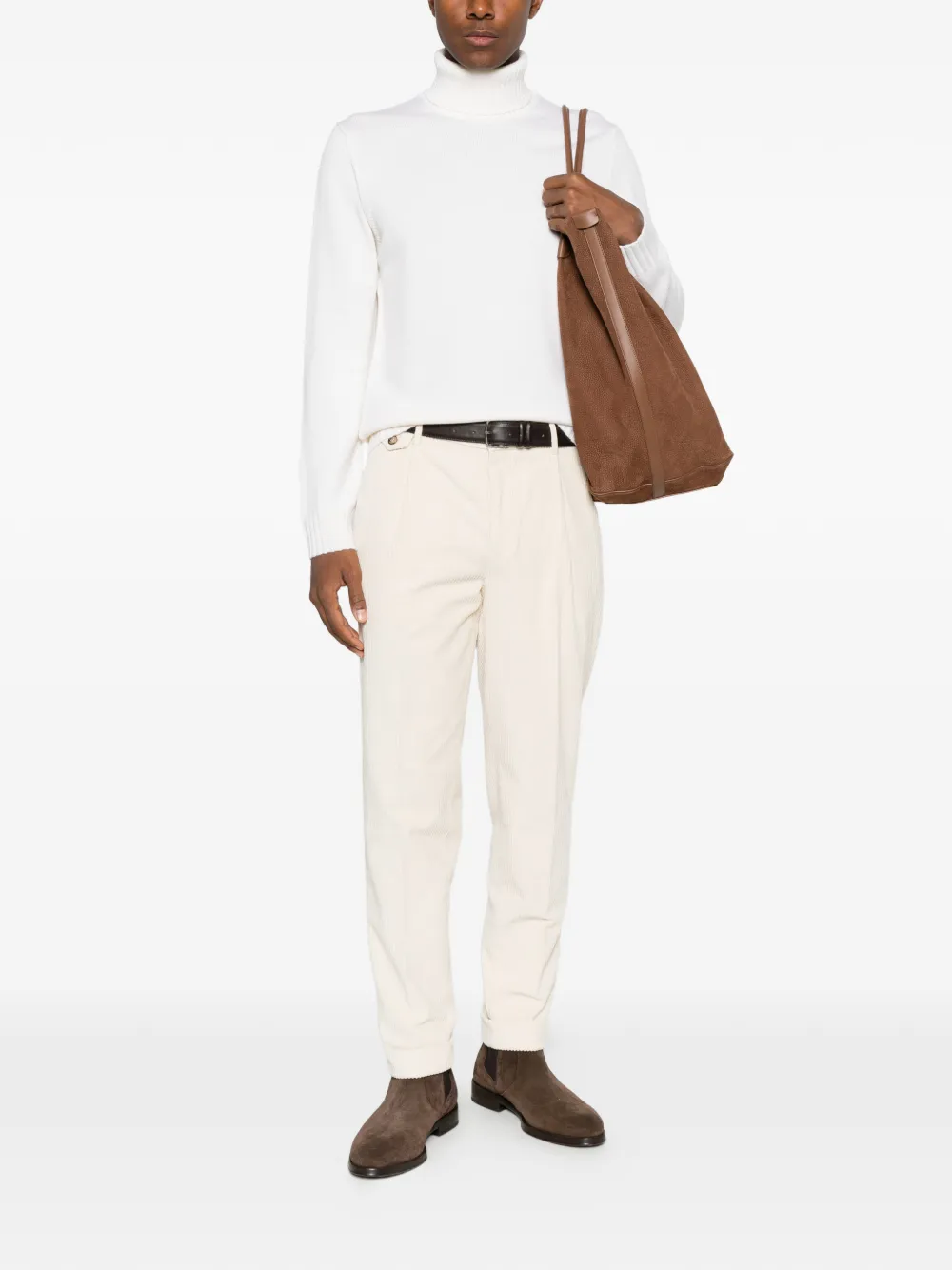 Heritage roll-neck ribbed-trim sweater Beige