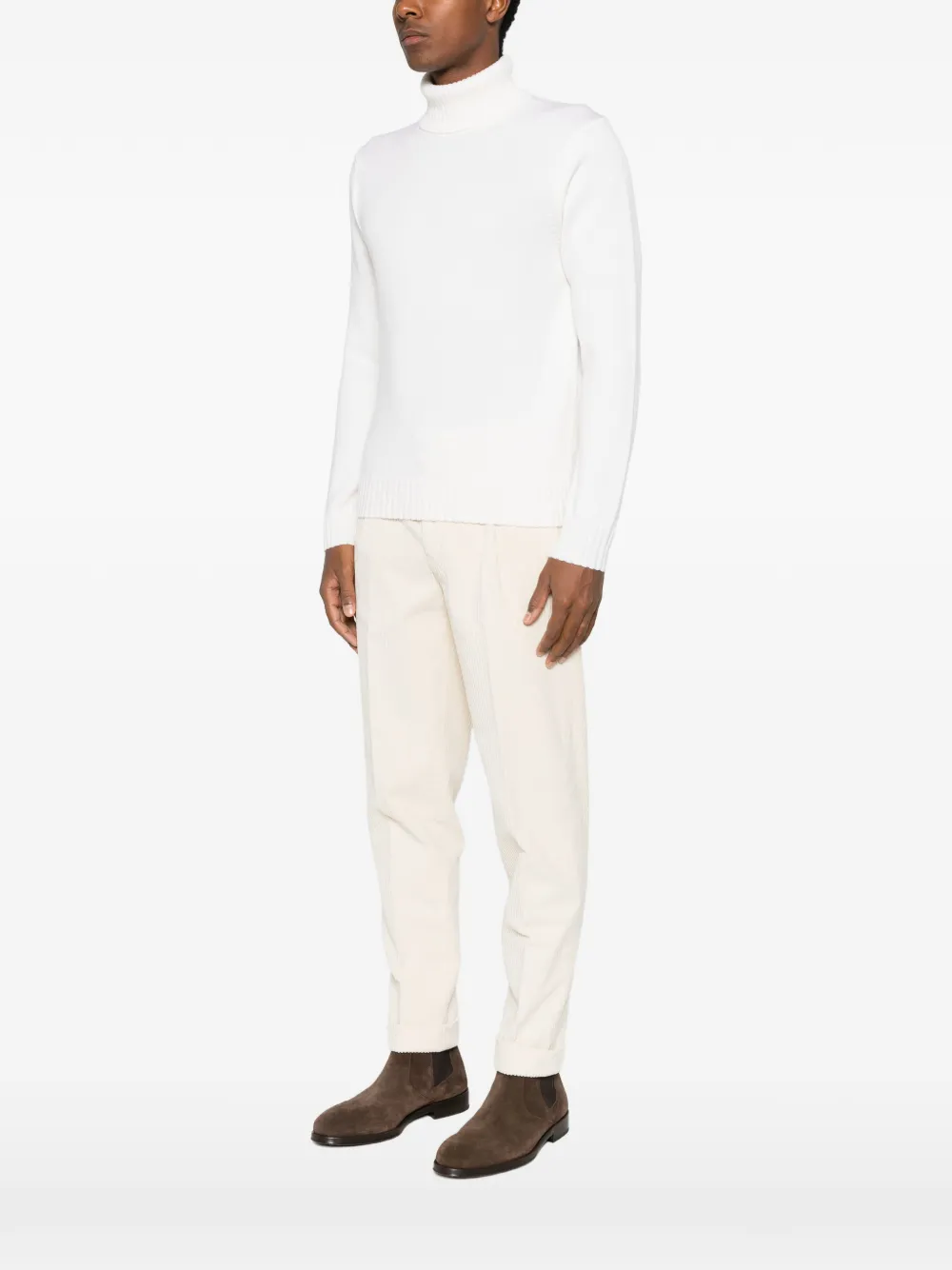 Heritage roll-neck ribbed-trim sweater Beige