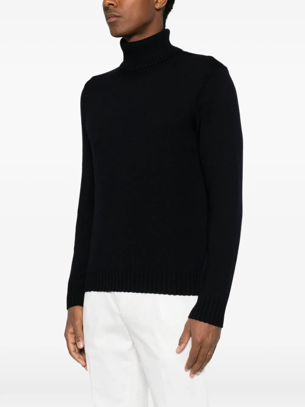 Heritage ribbed-knit roll-neck sweater Blauw