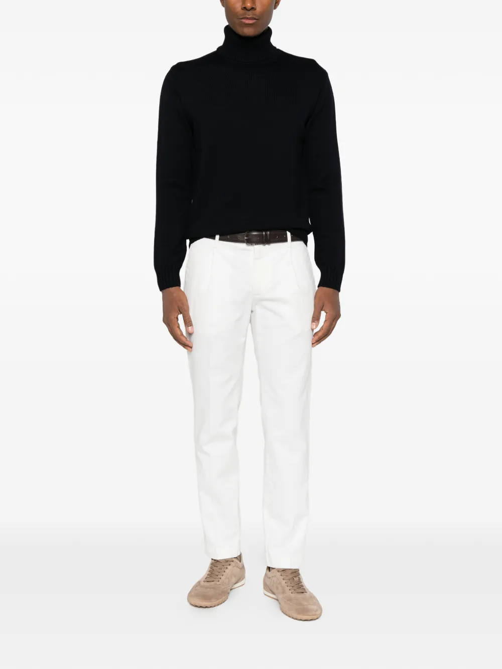 Heritage ribbed-knit roll-neck sweater Blauw