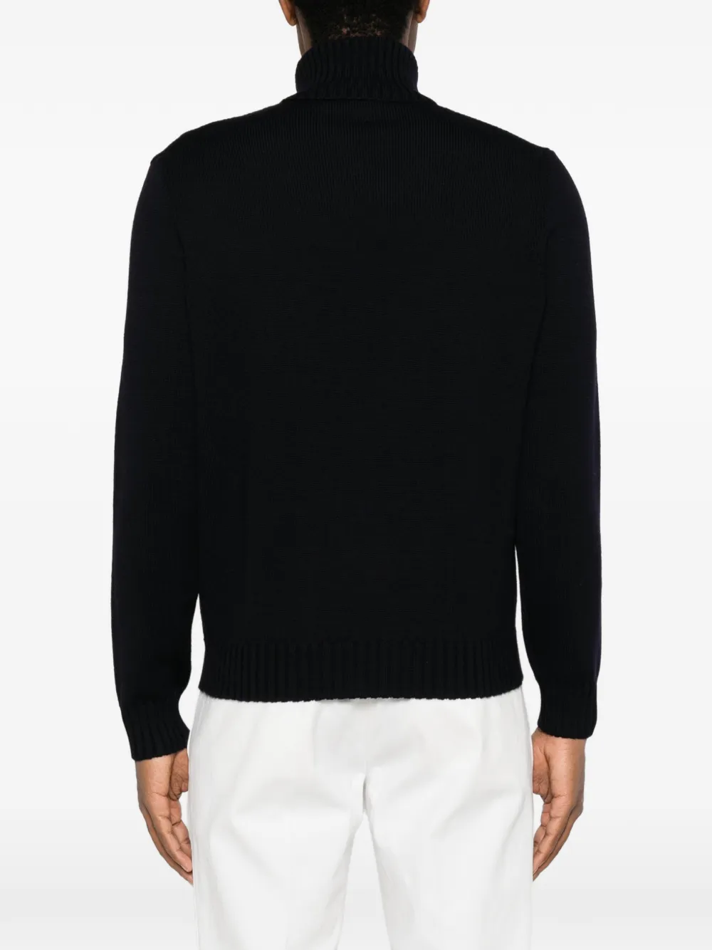 Heritage ribbed-knit roll-neck sweater Blauw