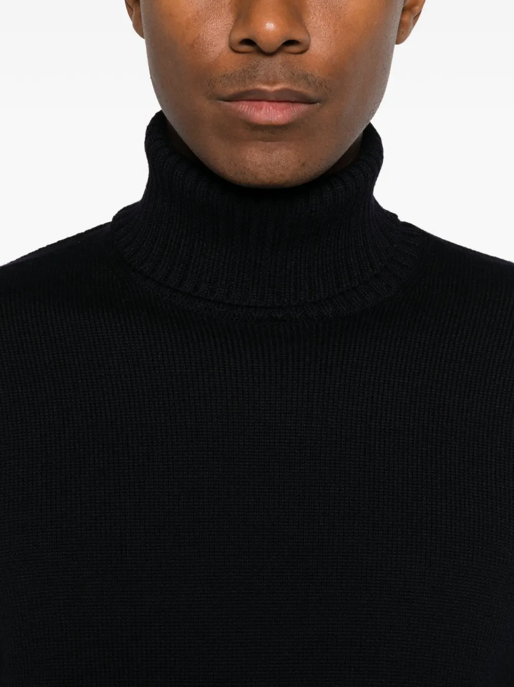 Heritage ribbed-knit roll-neck sweater Blauw