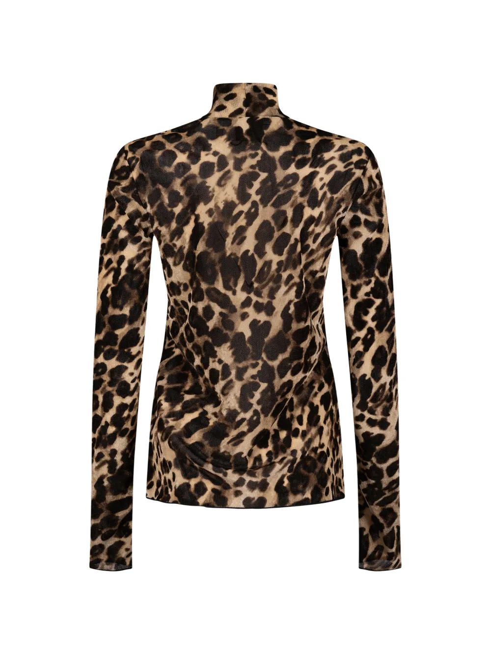 Marina Rinaldi Top met luipaardprint en hoge hals Beige