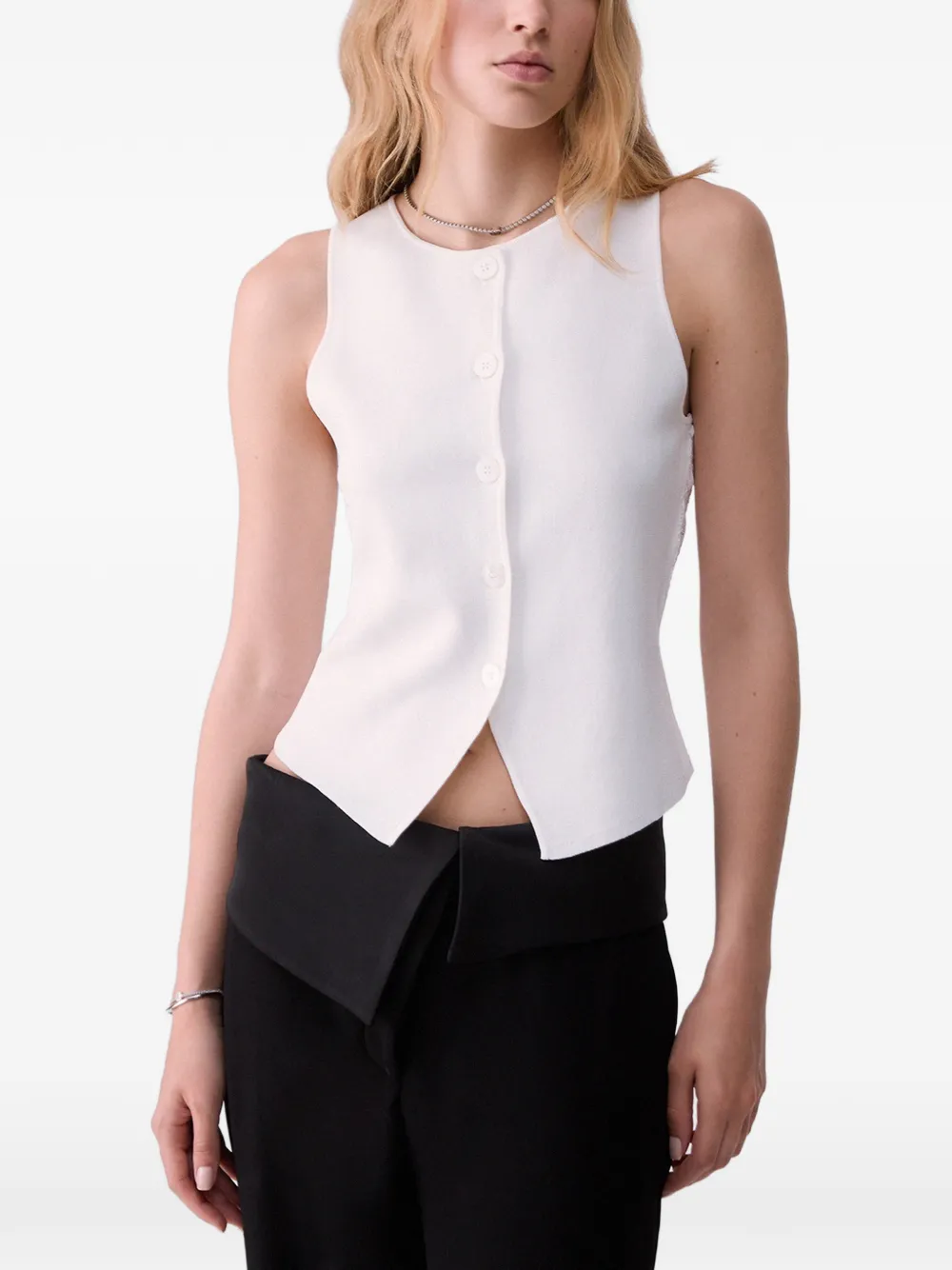 LIU JO Gebreide top met kanten detail Wit