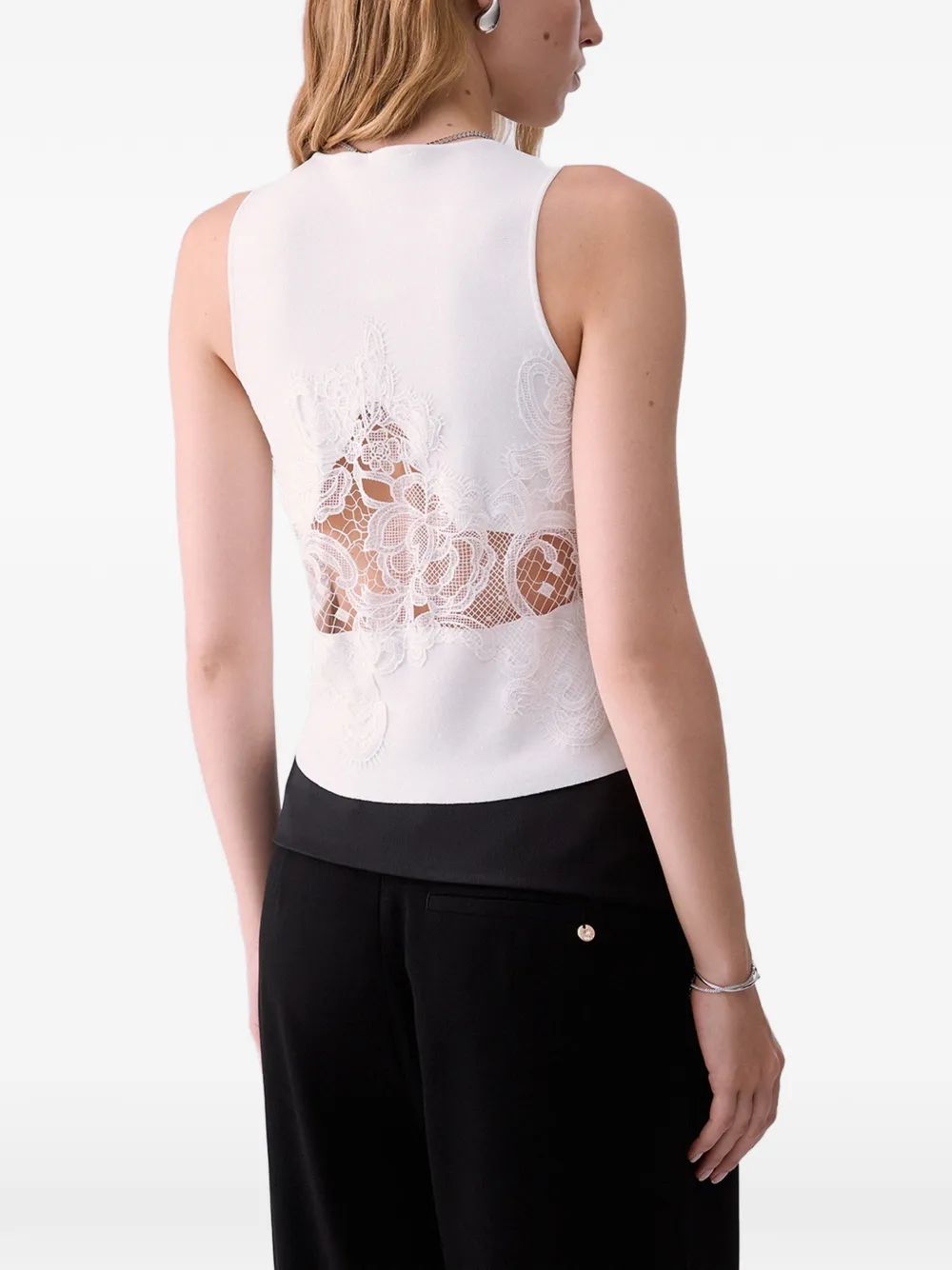 LIU JO Gebreide top met kanten detail Wit