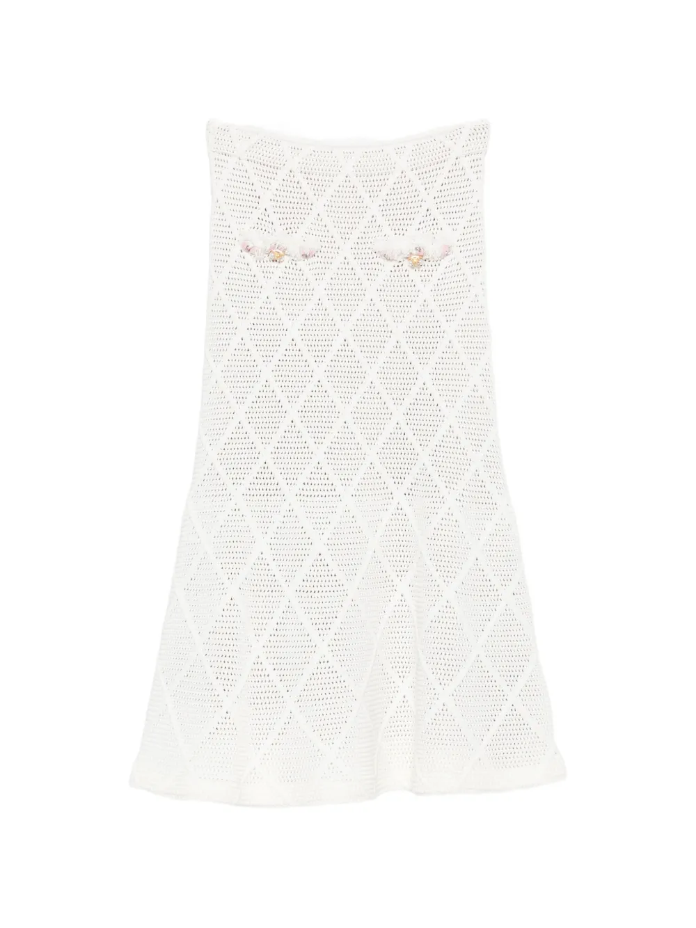 Self-Portrait diamond-knit midi skirt Wit