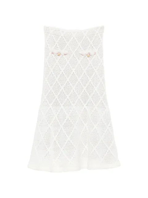 Self-Portrait diamond-knit midi skirt