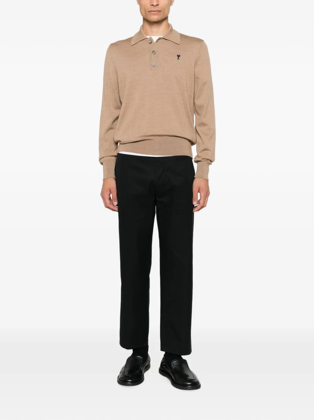 AMI Paris Straight broek met logopatch Zwart
