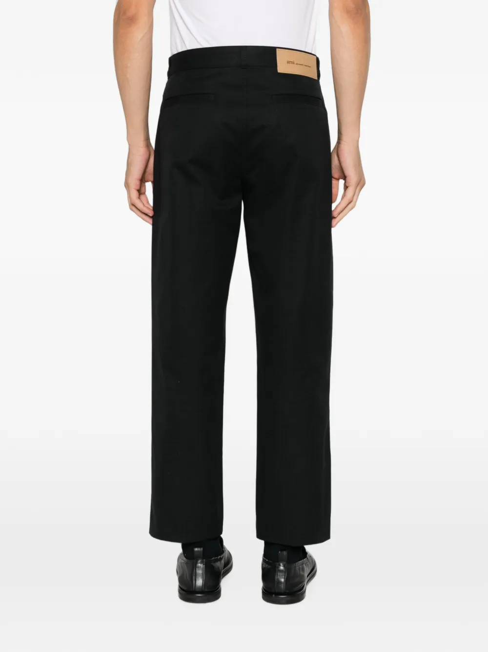 AMI Paris Straight broek met logopatch Zwart
