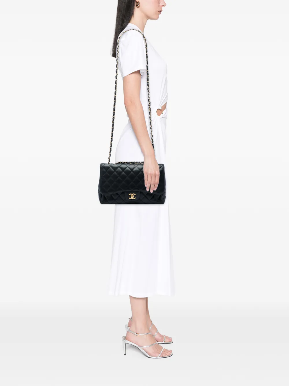 CHANEL Pre-Owned 2009-2010 Jumbo Classic Caviar Single Flap shoulder bag - Schwarz
