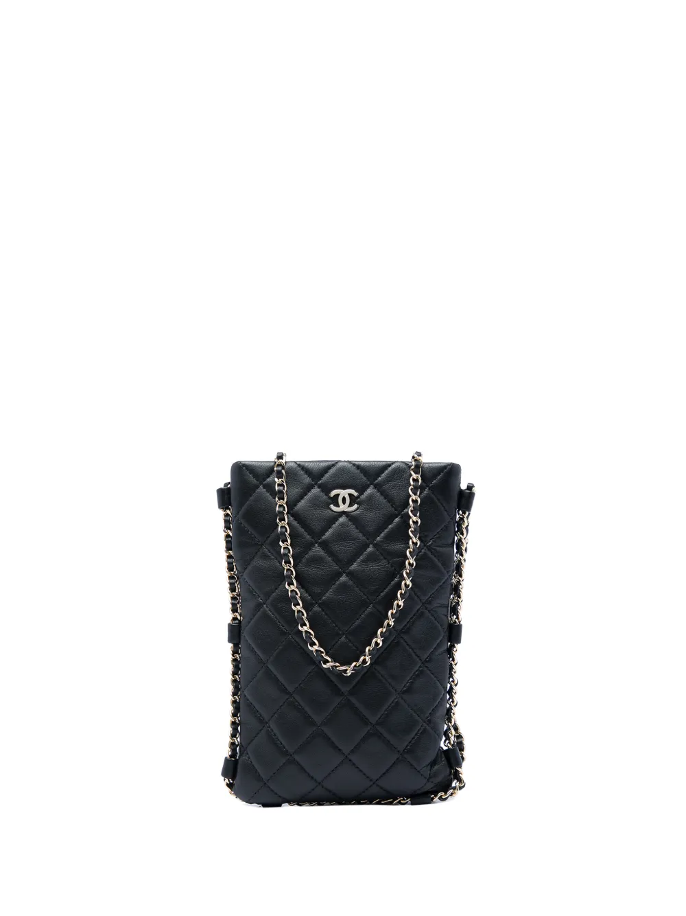 CHANEL Pre-Owned 2017-2018 CC Quilted Lambskin Chain Around Phone Holder crossbody bag - Schwarz