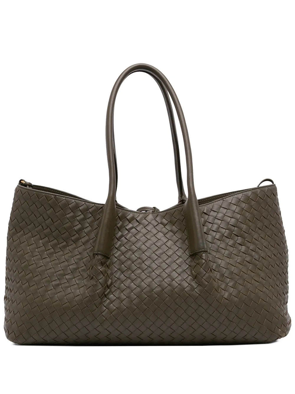Pre-owned Bottega Veneta 2012-2026 Large Calfskin Intrecciato Pinacoteca Tote Bag In Brown