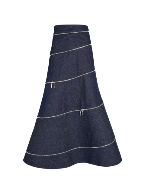 A.W.A.K.E. Mode multi-zip denim midi skirt