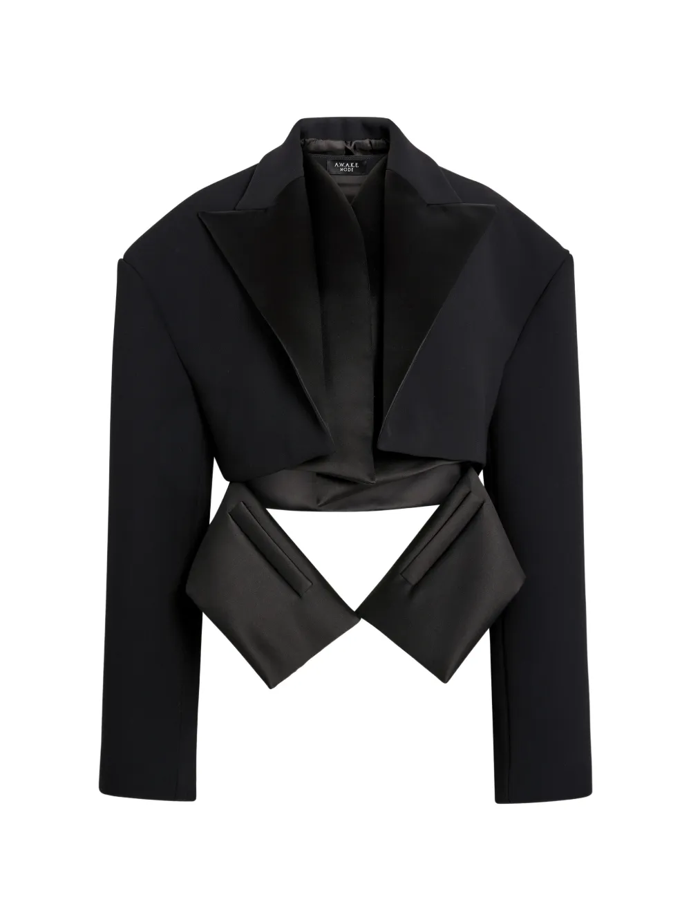 A.w.a.k.e. Oversized Cropped Tuxedo Jacket In Black