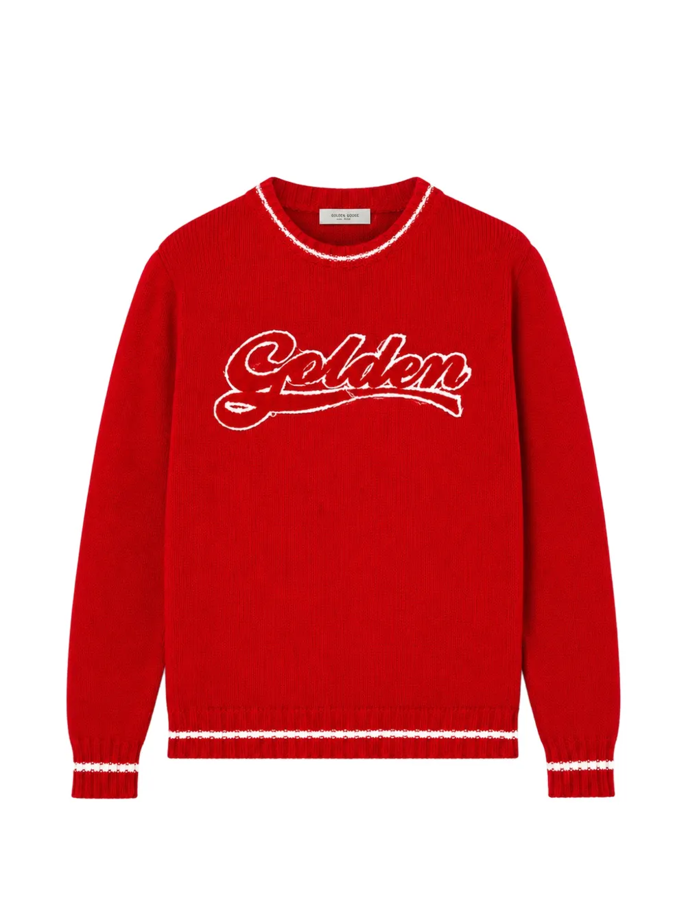 Golden Goose Kids logo-intarsia striped-trim sweater - Rosso