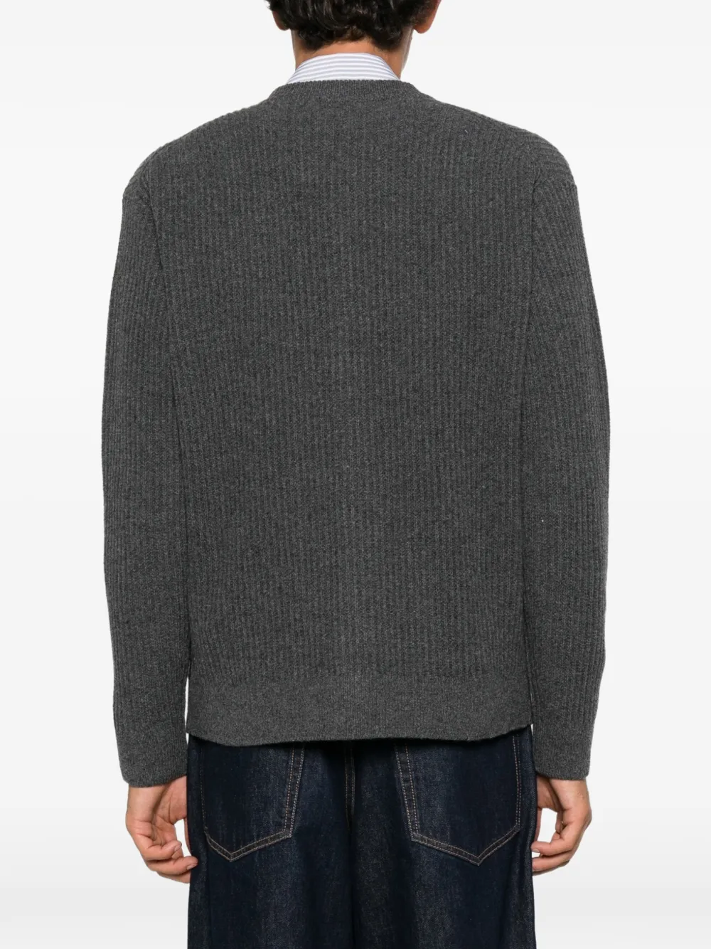 Maison Kitsuné Fox Head ribgebreid vest Grijs
