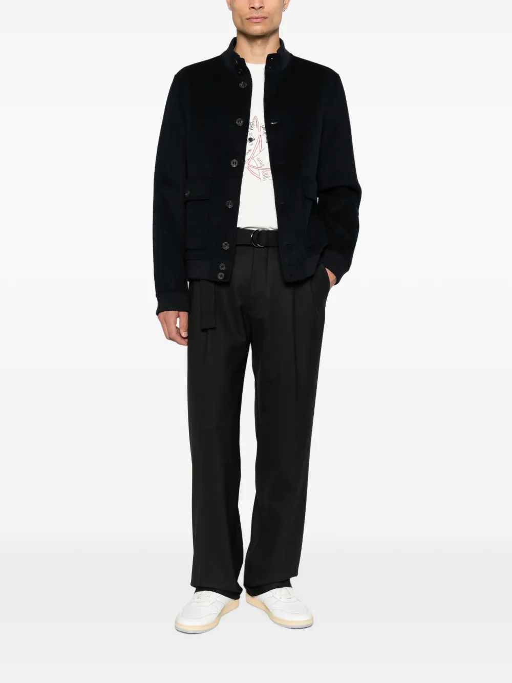 Omc Emilio wollen jas met knopen Blauw