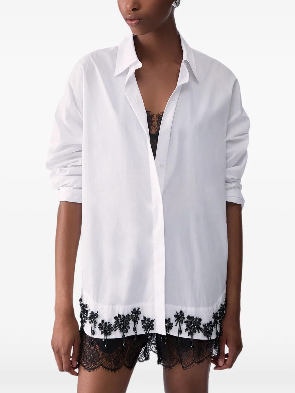 LIU JO Popeline blouse met borduurwerk Wit
