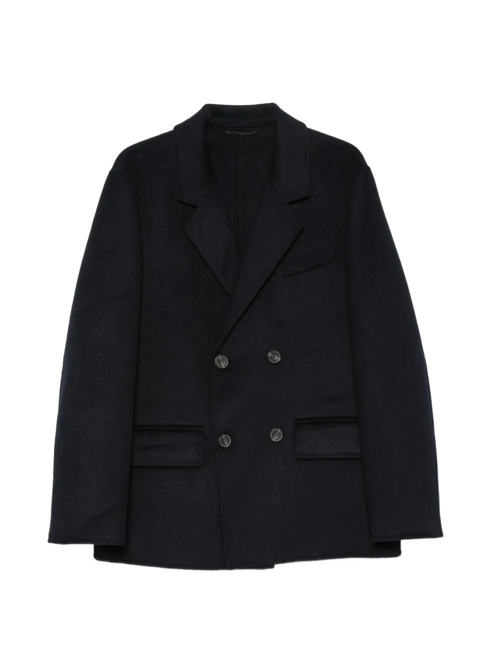 Omc Double-breasted Wool Coat In Blue