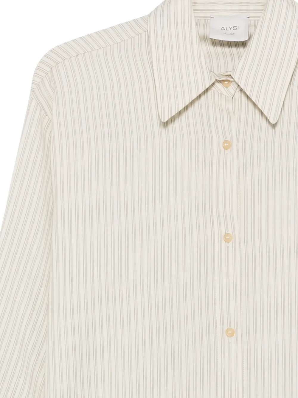 Alysi Zijden blouse met strepen Beige